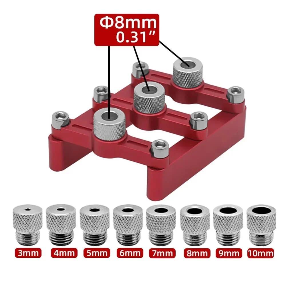 Gabarit de perçage auto-centreur pour tourillons avec douilles 3-10 mm