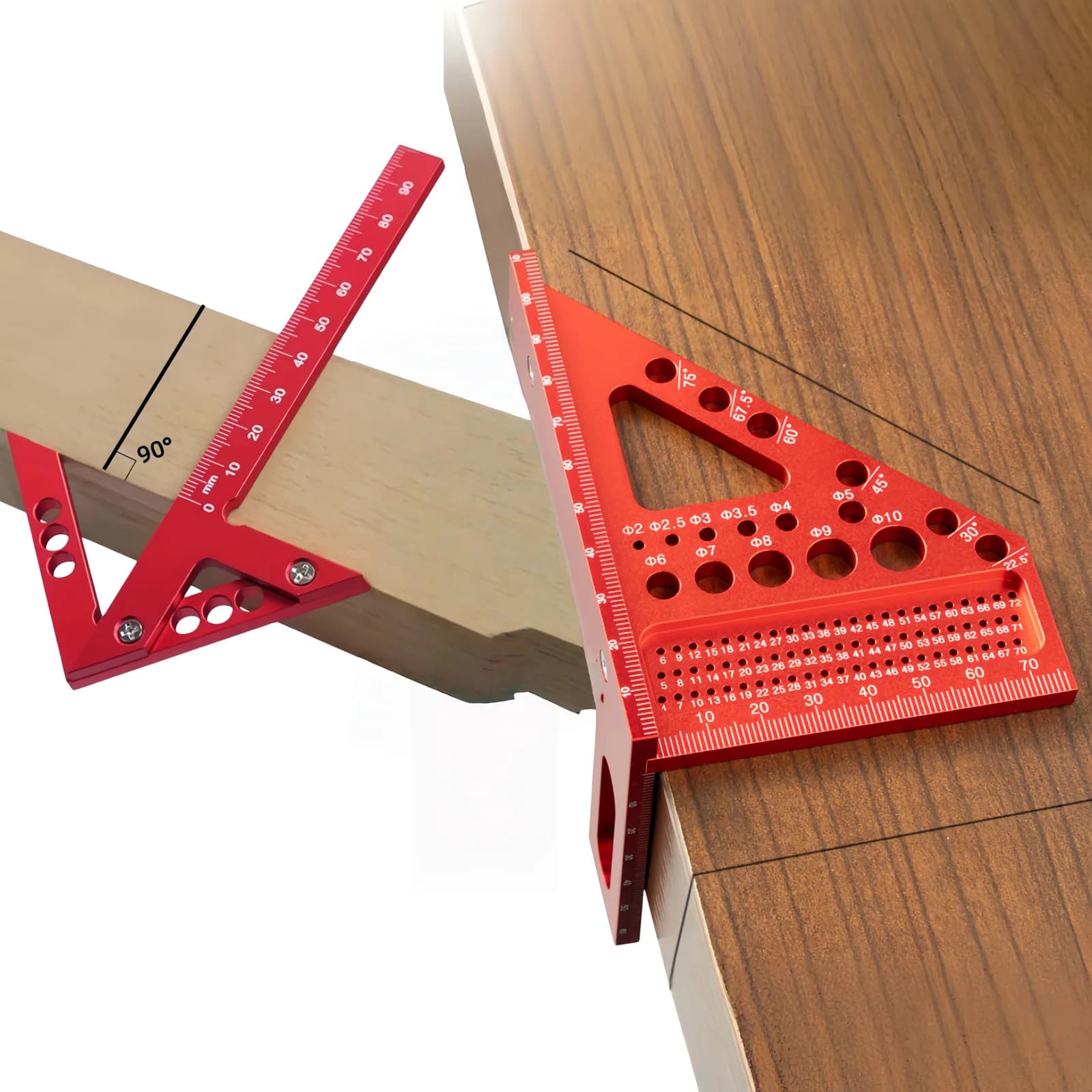 Jeu de 3 règles triangulaires et d'angles en aluminium
