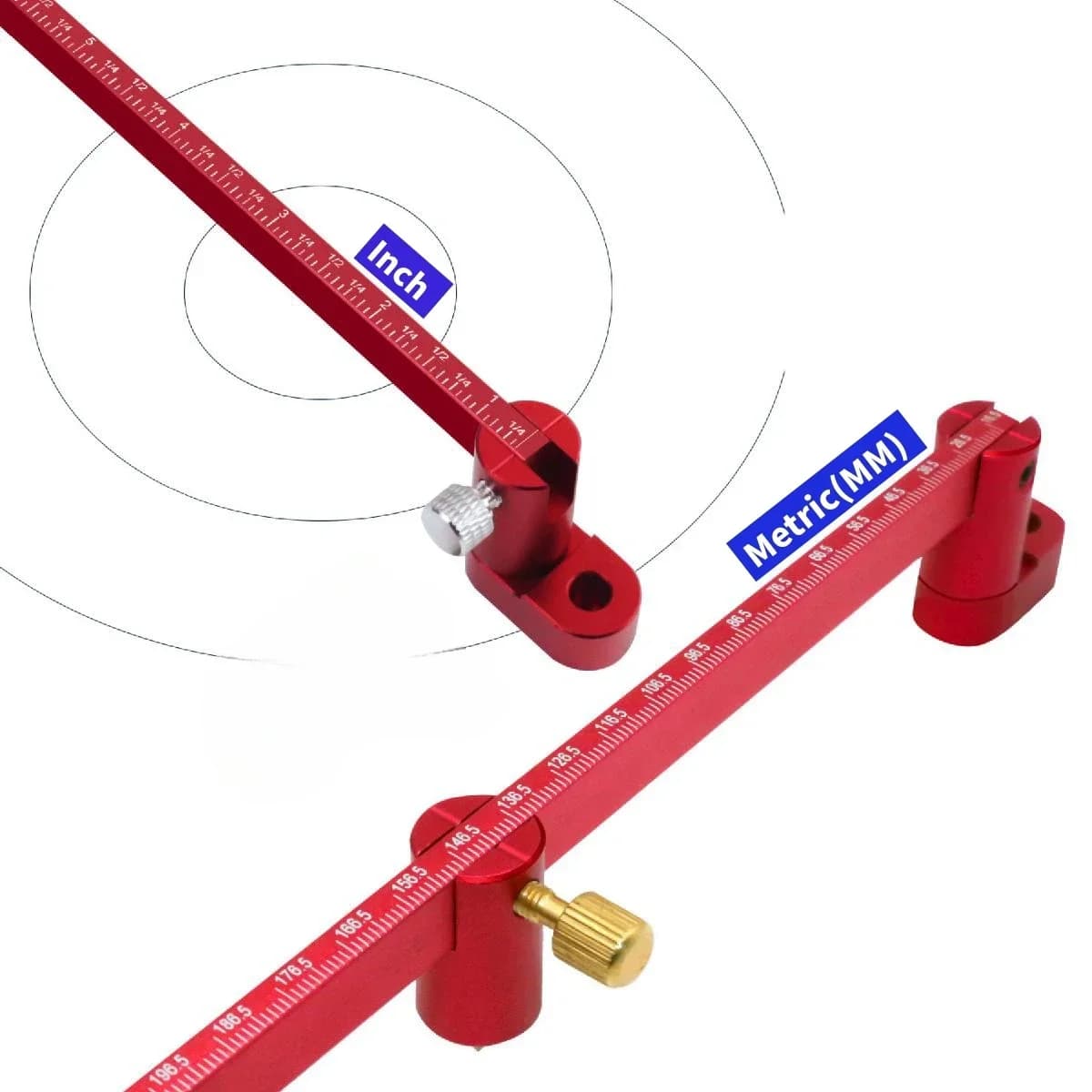 Règle à cercle ajustable et compas traceur