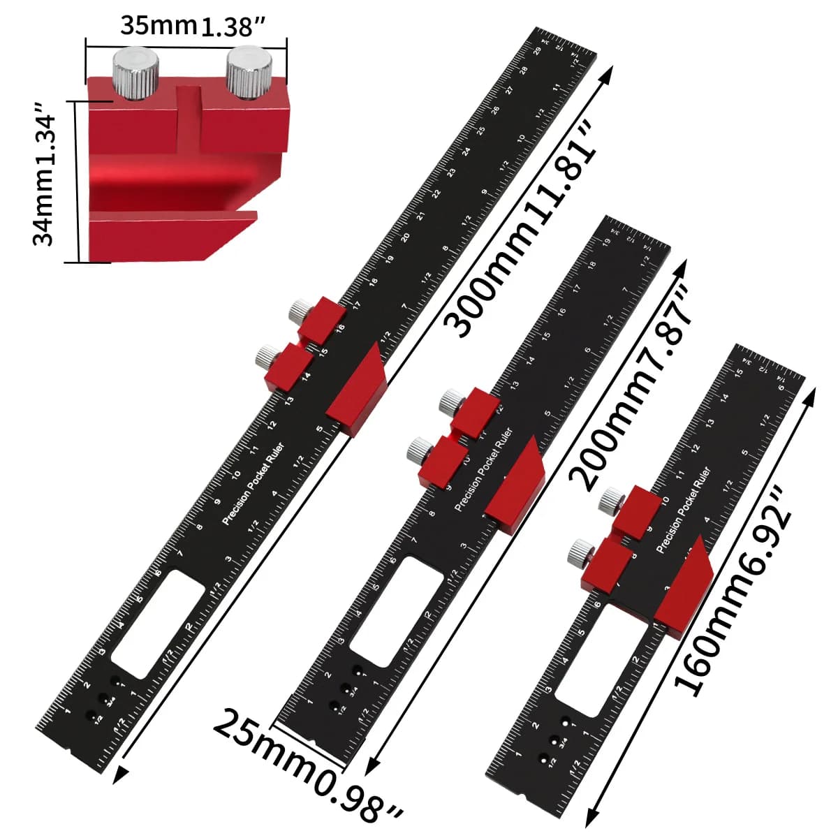 Règle coulissante de précision en aluminium avec butées