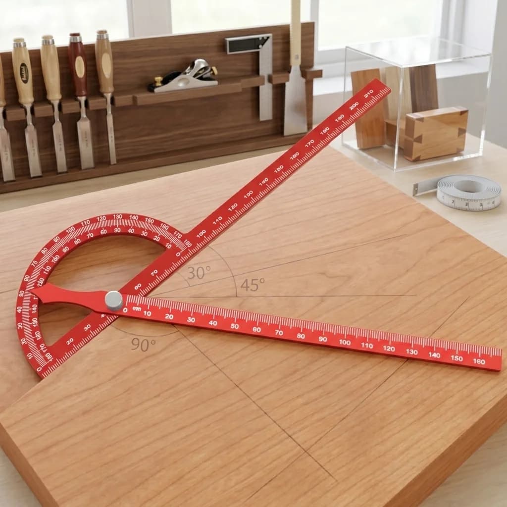 Règle de traçage ajustable multi-angles pour le bois, 221 mm