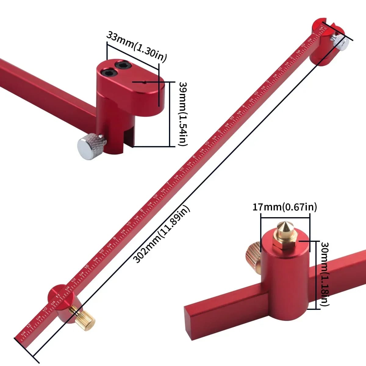 Règle à cercle ajustable et compas traceur
