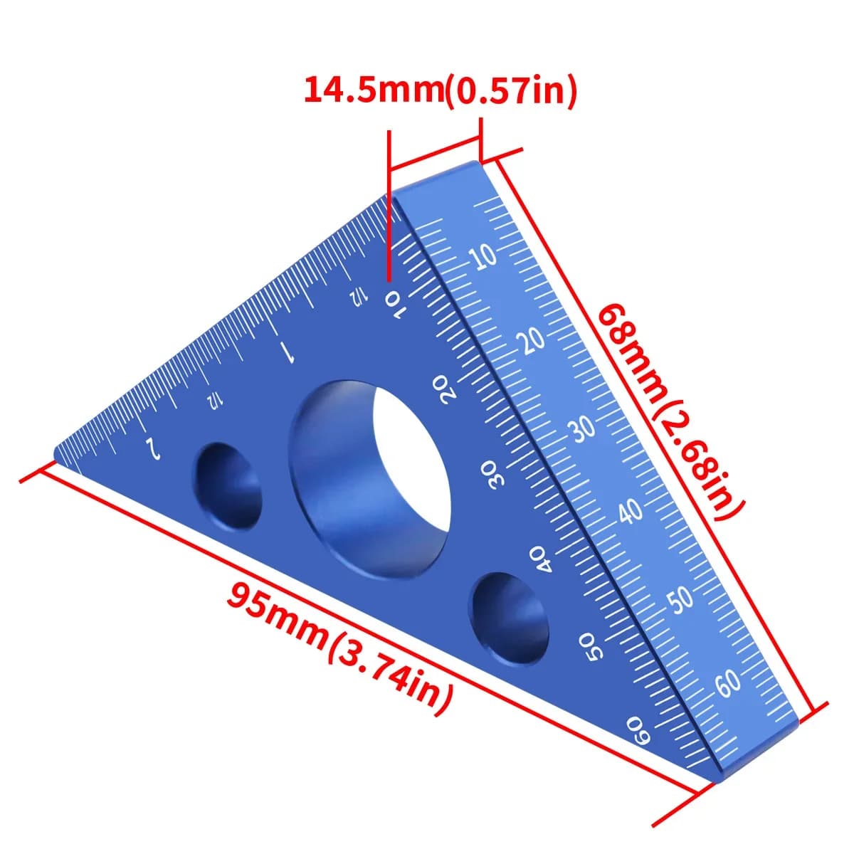 Règle d'angle de précision en aluminium 45/90 degrés