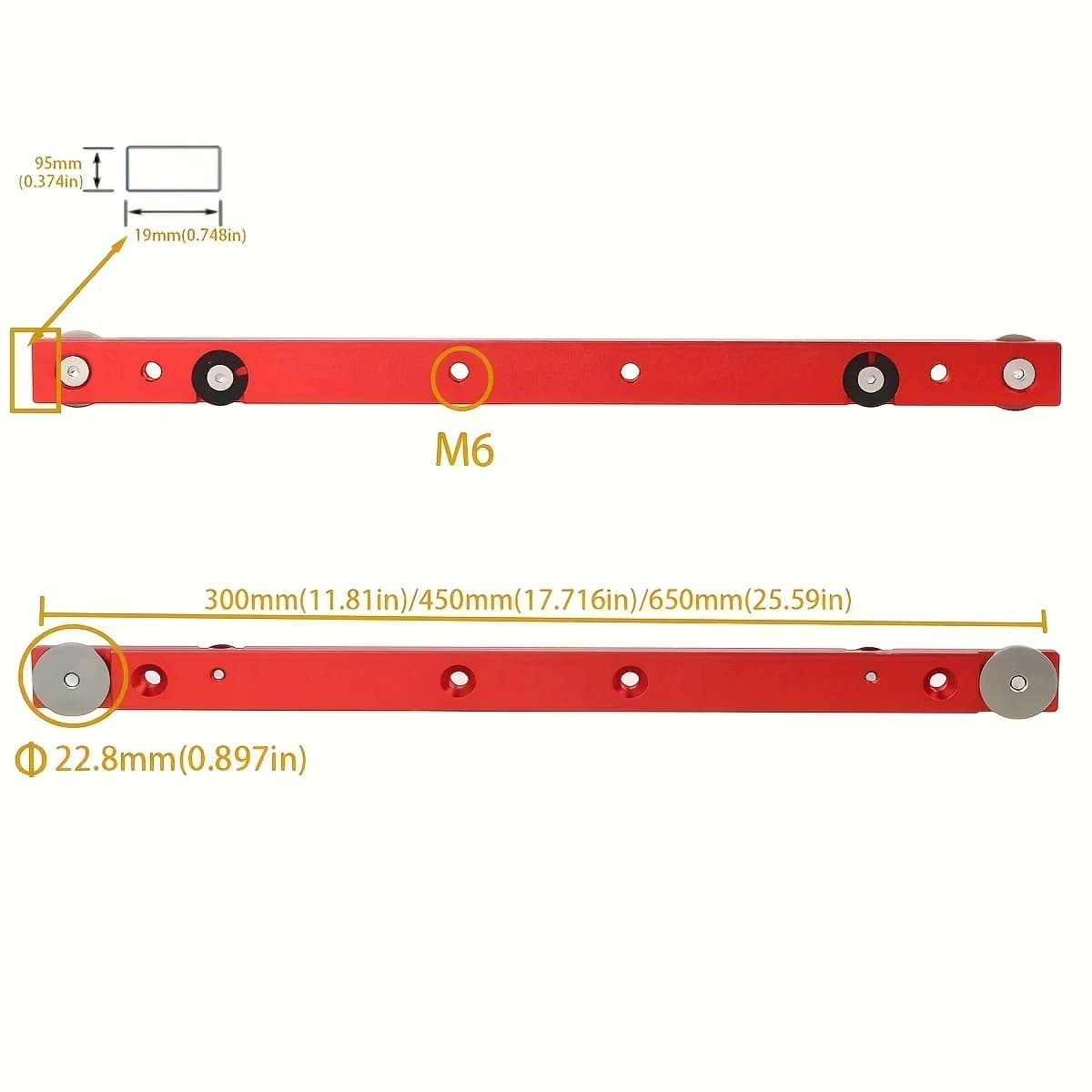 Règle à onglet robuste avec rail en T en aluminium