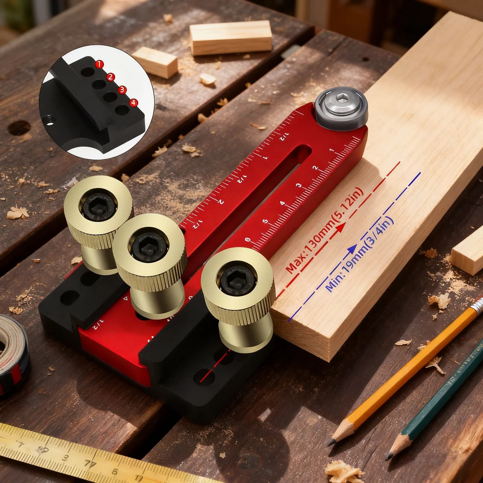 Guide de coupe réglable pour scie sur table avec boulons en T