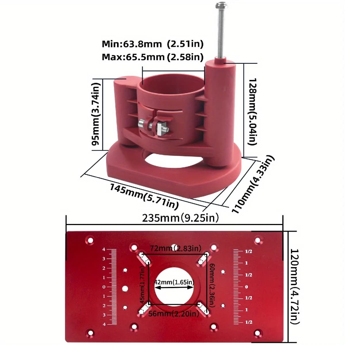 Système de levage pour défonceuse avec plaque d'insertion pour table