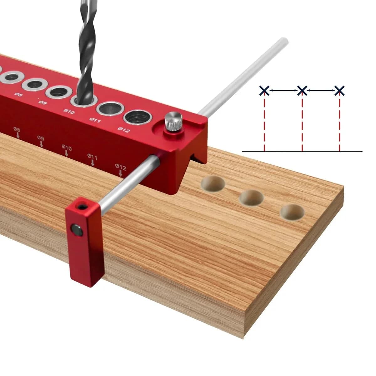 Gabarit vertical pour perçage oblique, guide auto-centreur 3-12 mm