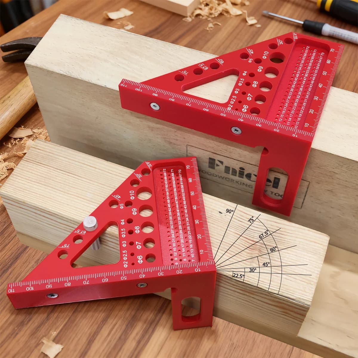 Règle de mesure plastique multi-angle 3D avec rapporteur