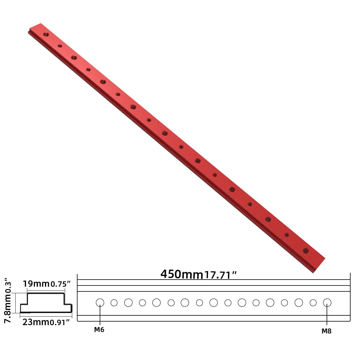 Coulisseau pour rail de coupe en aluminium avec vis