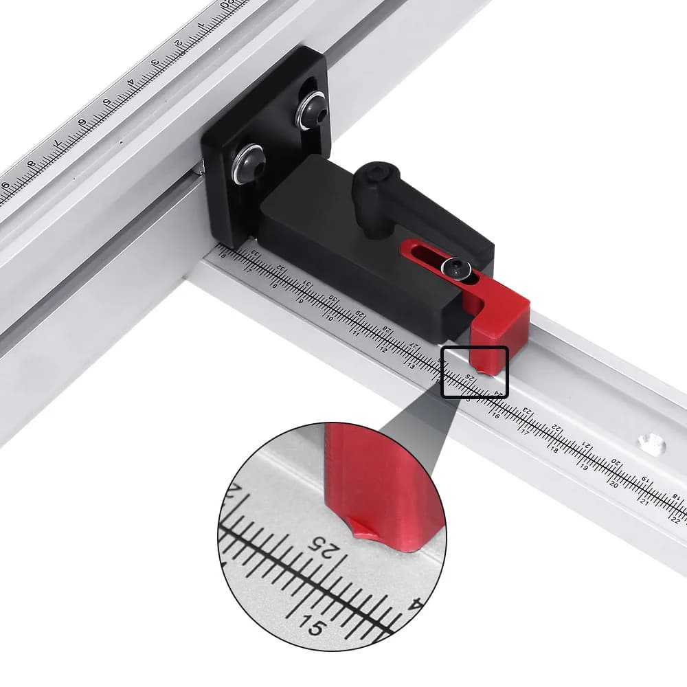 Butée rabattable pour rail de scie à onglet sur table T-slot