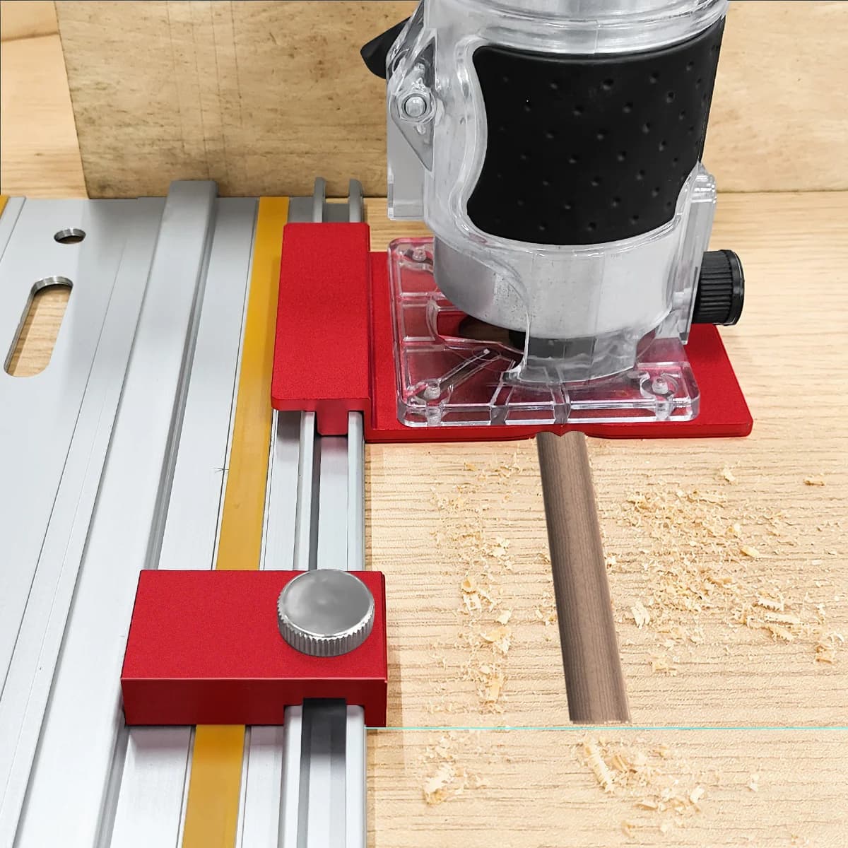 Adaptateur de rail guide pour défonceuse en aluminium avec 2 butées