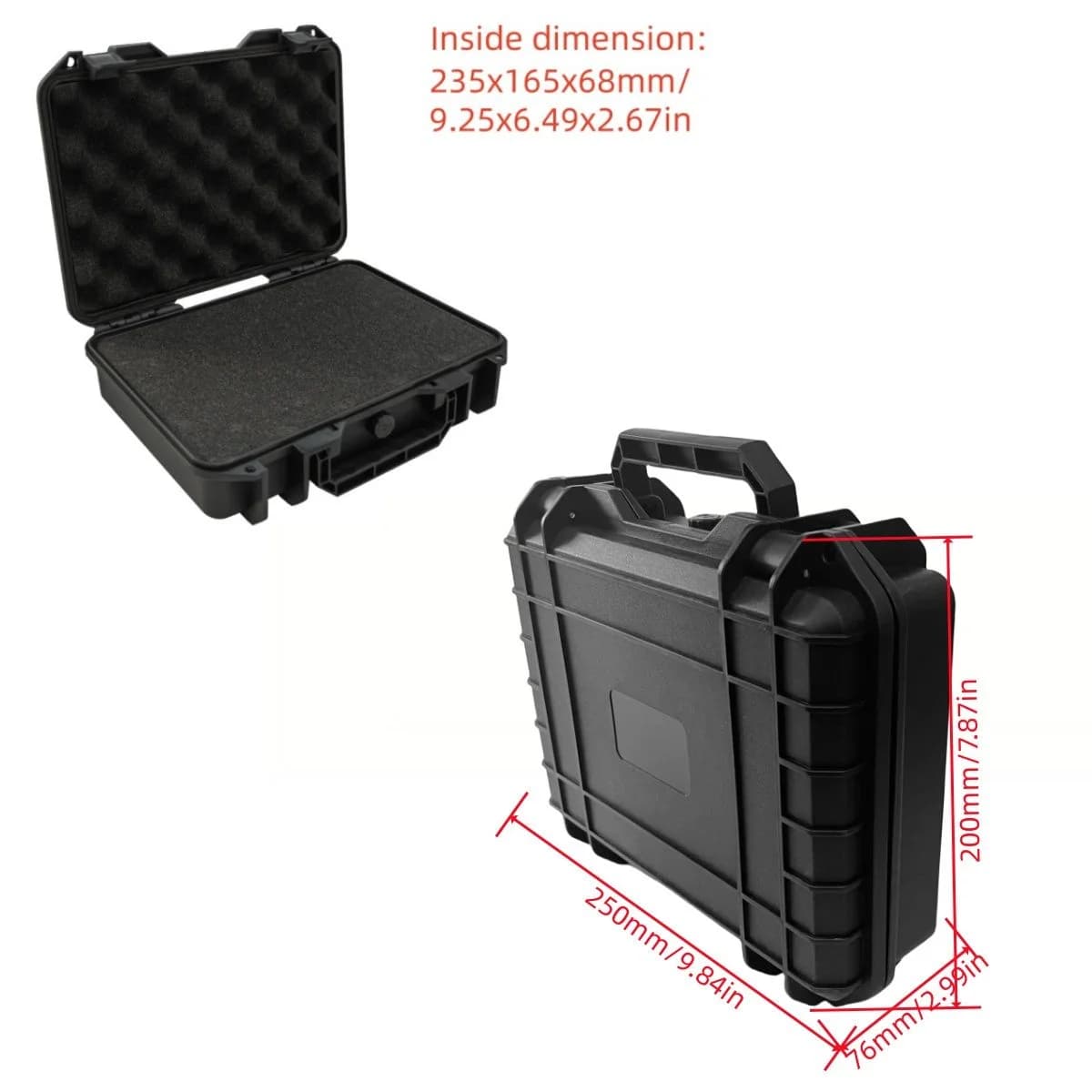Boîte de rangement d'outils robuste en plastique dur étanche