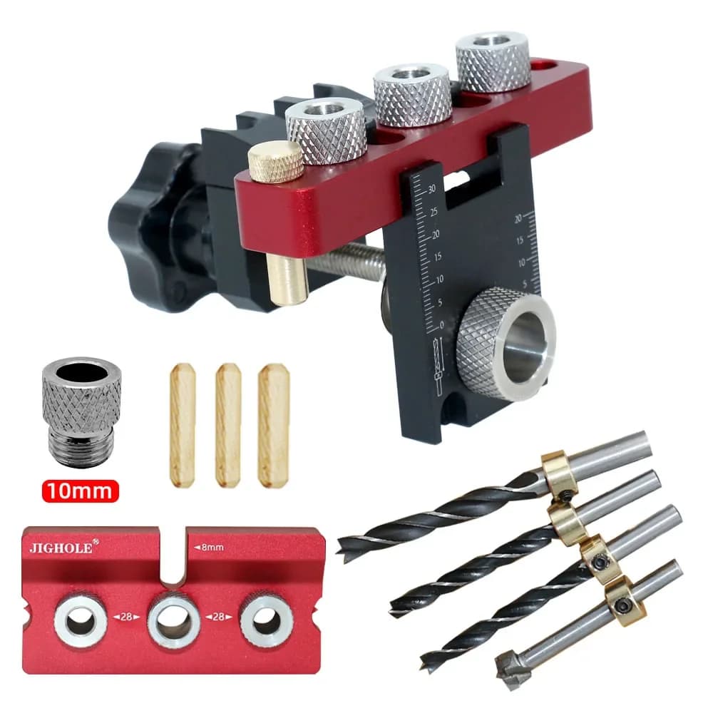Kit gabarit 3-en-1 pour trous obliques et tourillons, réglable
