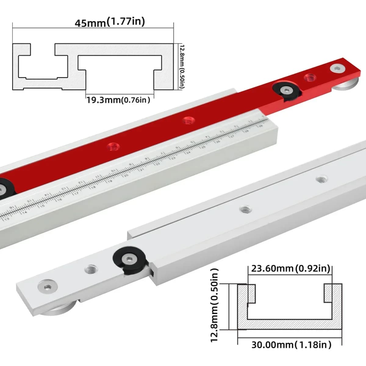 Coulisseau de règle à onglet en alliage d'aluminium pour rail T-slot