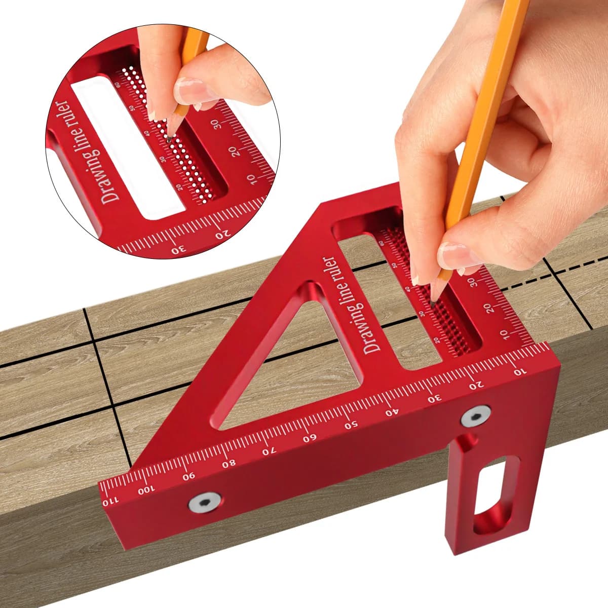Règle d'angle en aluminium pour menuisier (45°/90°)