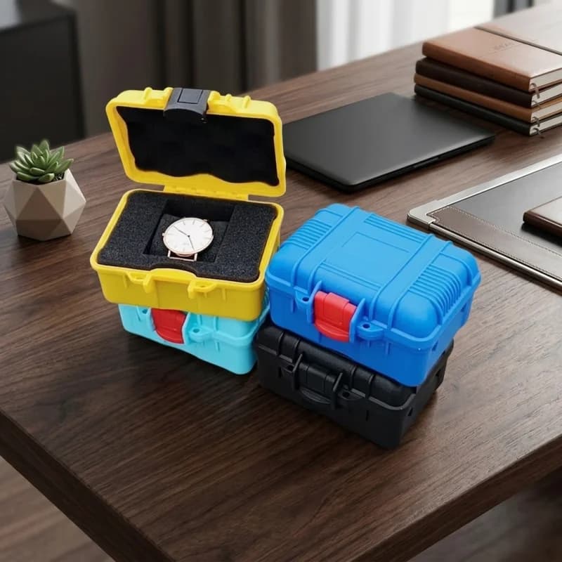 Mini boîte à outils portable en plastique avec mousse, 125x112x70mm