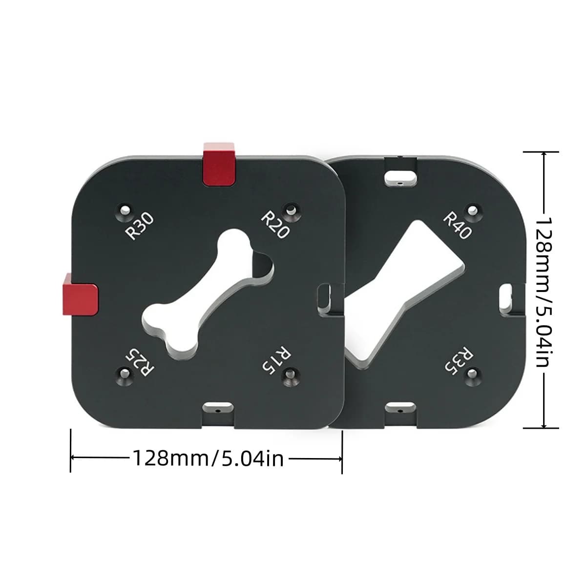 Jeu de gabarits d'arrondi en aluminium pour défonceuse, R15-R50