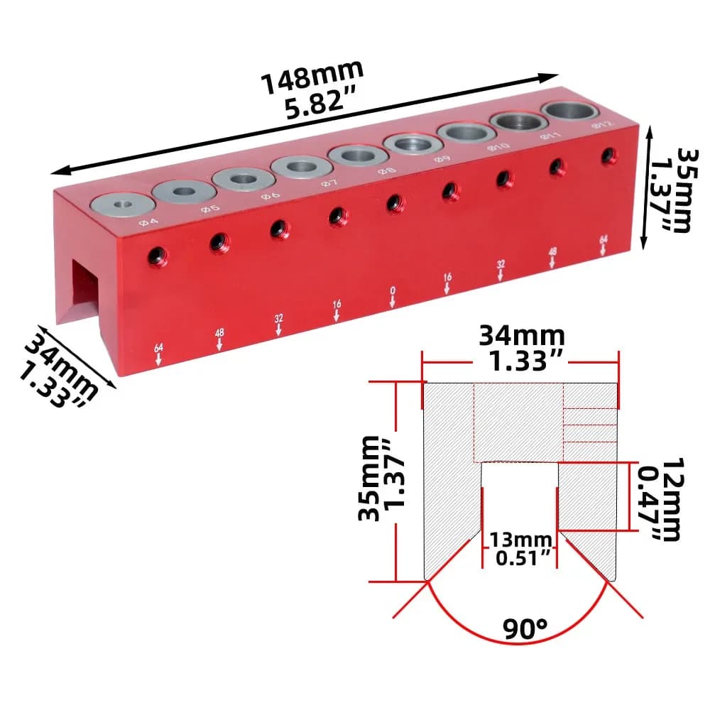 Guide de perçage vertical pour tourillons à poche 4-12mm