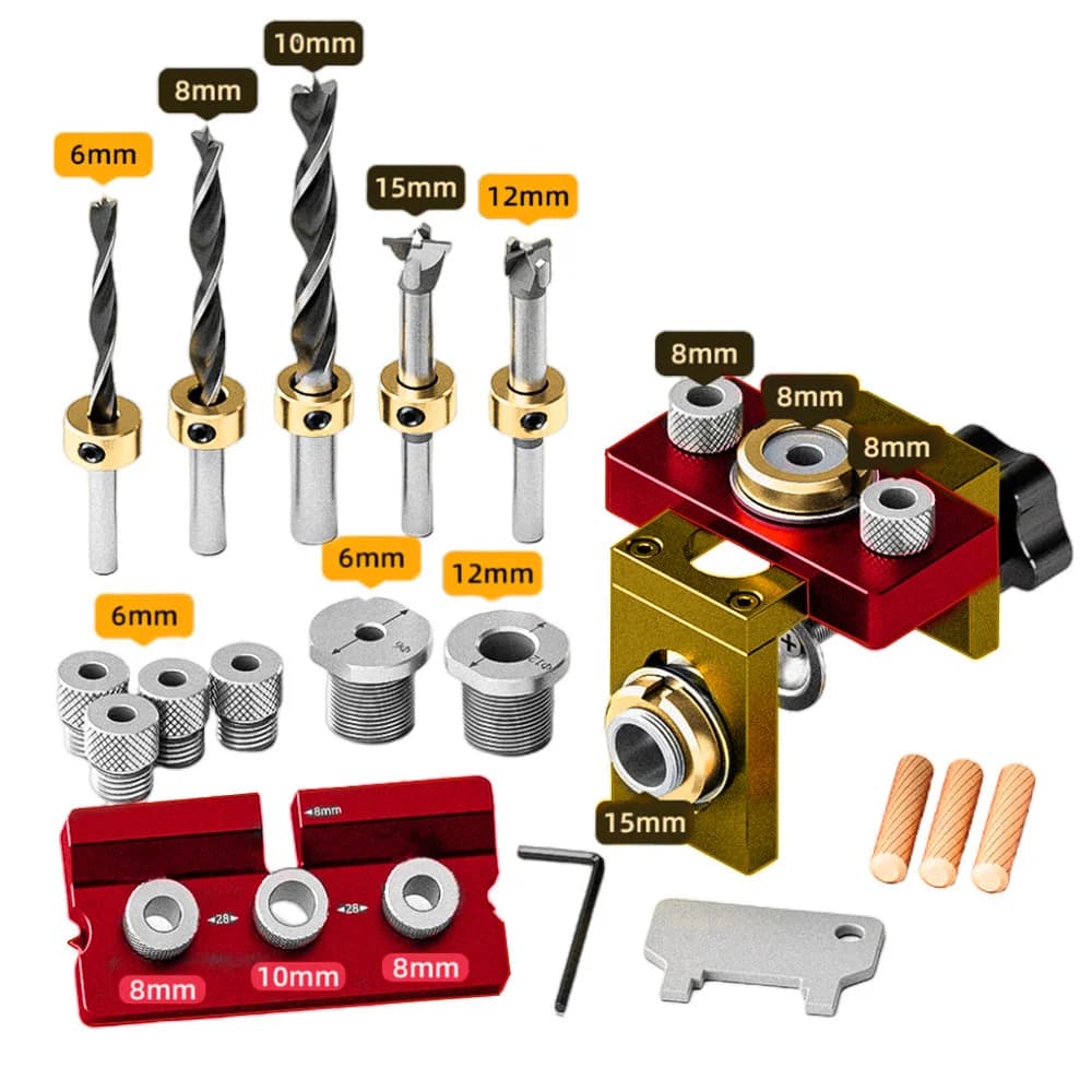 Kit gabarit 3-en-1 réglable pour tourillons et trous obliques