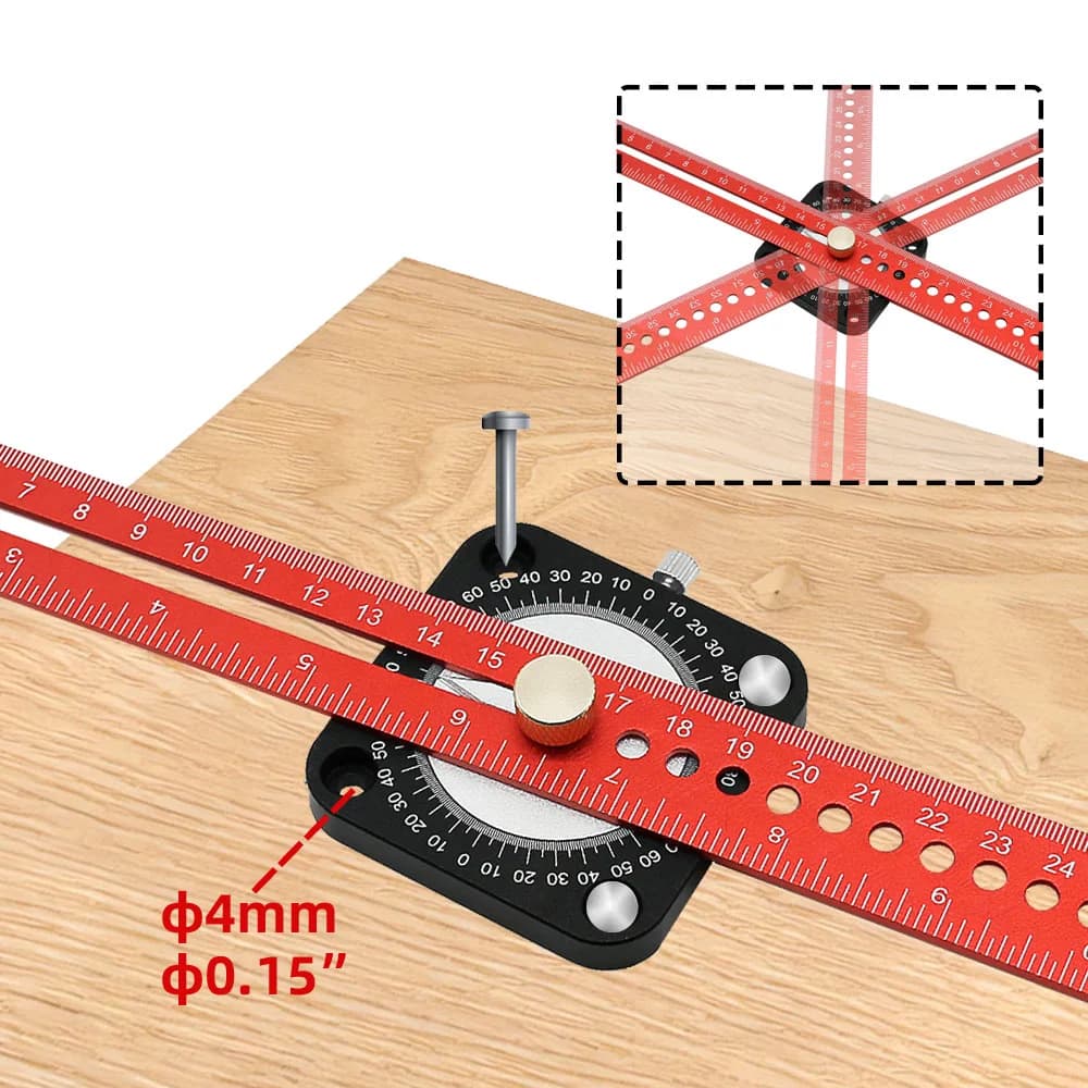 Règle d'angle et traceur en aluminium 360°