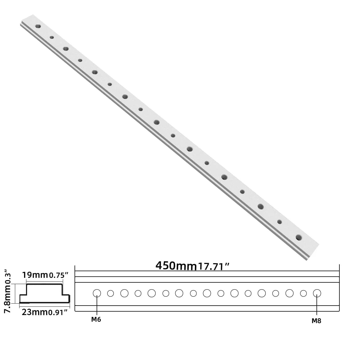 Coulisseau pour rail de coupe en aluminium avec vis