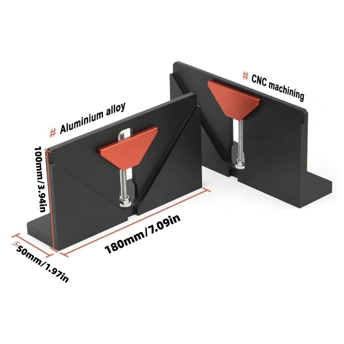 Lot de 2 gabarits à onglet droit en aluminium pour menuiserie