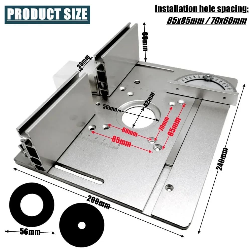 Plaque d'insertion de table de fraisage en aluminium avec jauge à onglet