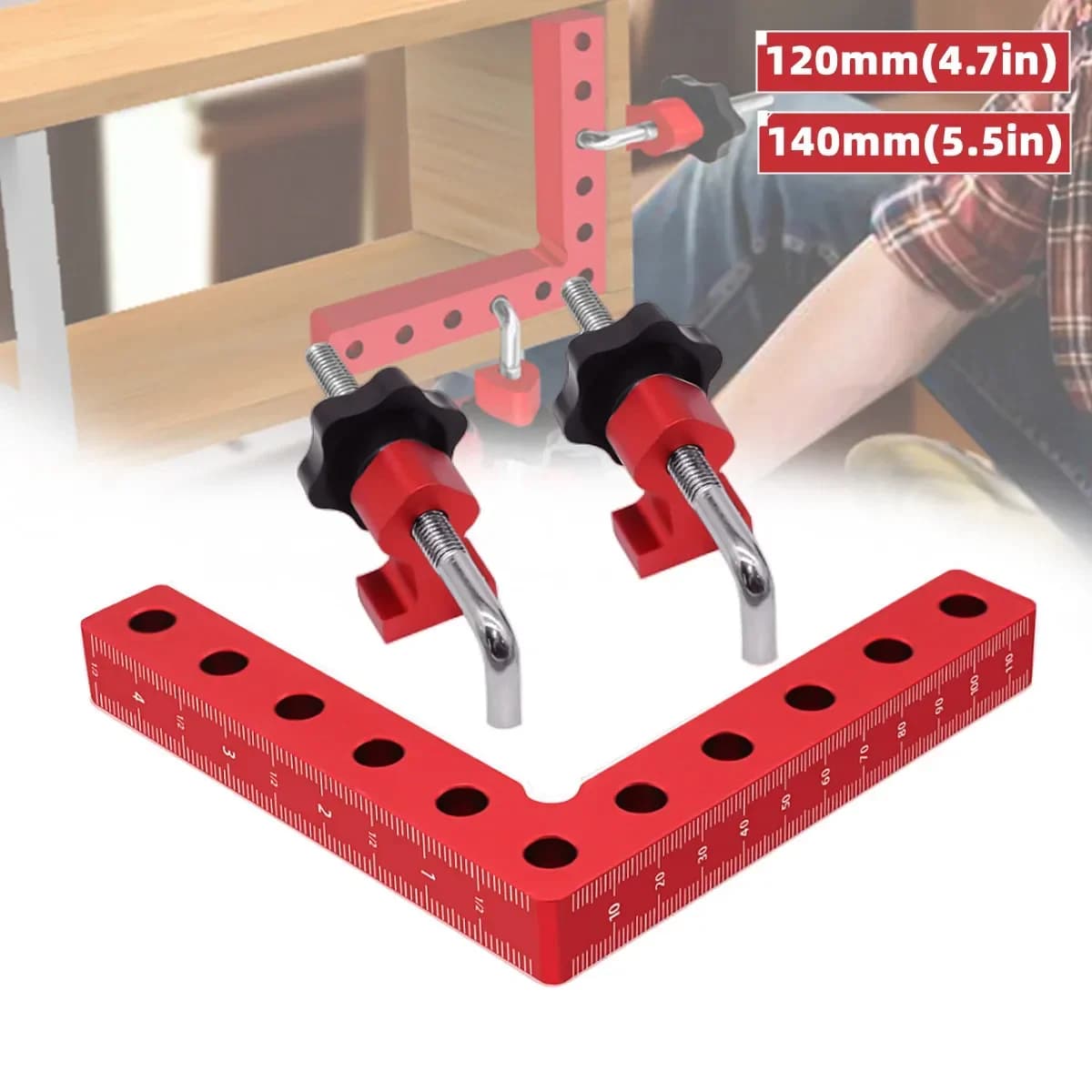 Pince d'assemblage en L à 90 degrés pour menuiserie, 120/140mm