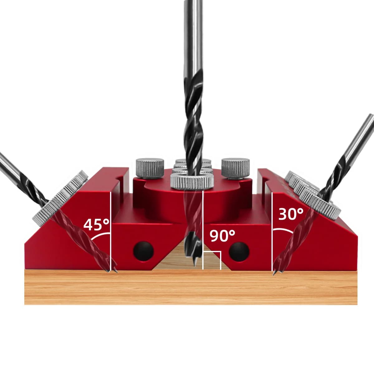 Guide-perceuse en V pour angles de 30, 45 et 90 degrés