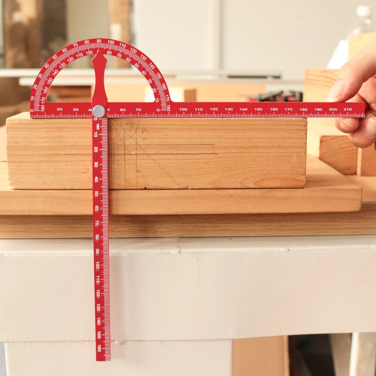 Règle de traçage ajustable multi-angles pour le bois, 221 mm