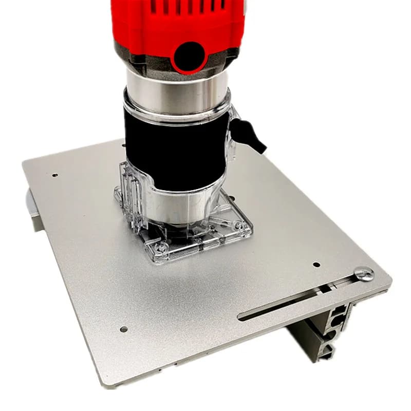 Plaque d'insertion universelle pour table de toupie en aluminium avec règle à onglet