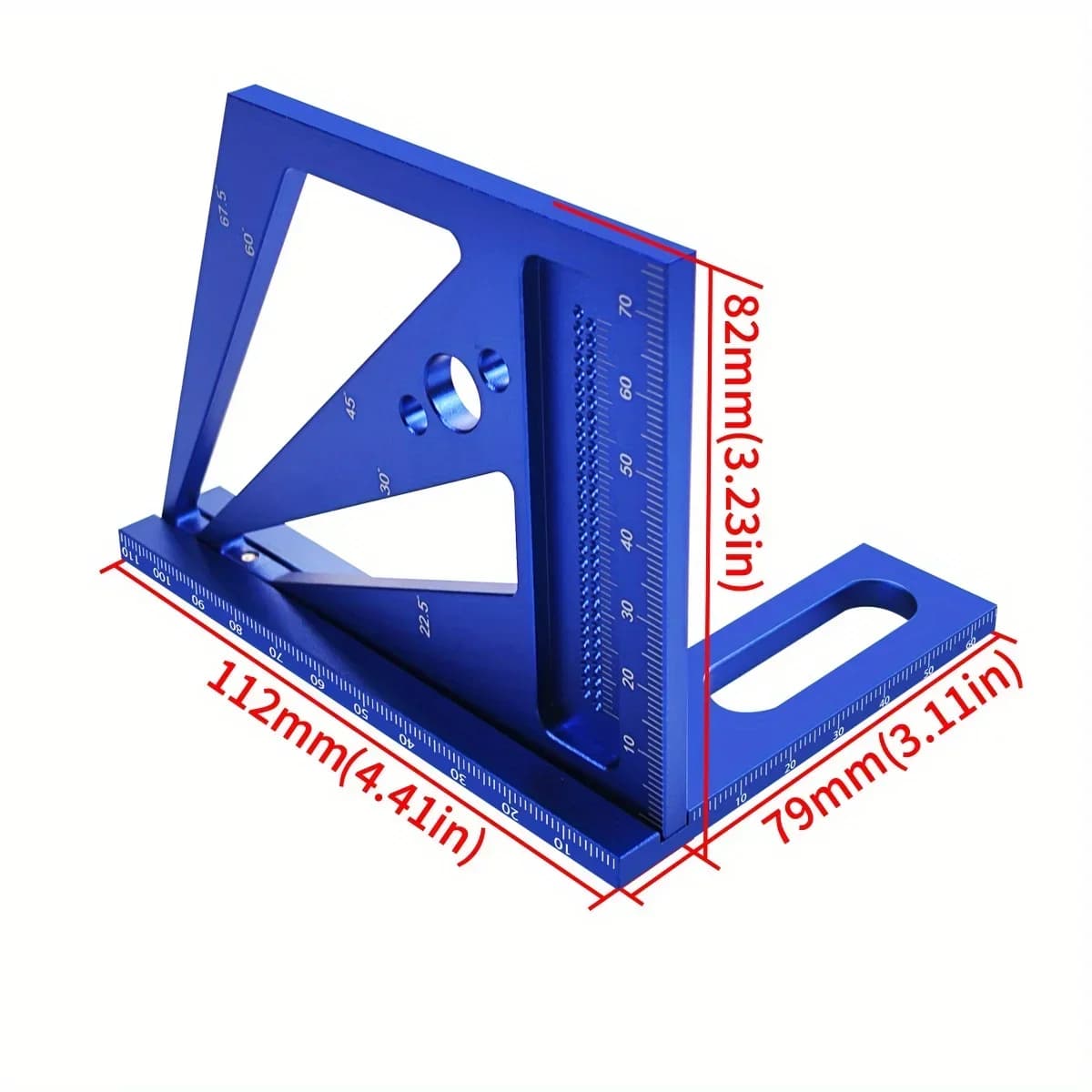 Règle équerre multi-angles et rapporteur en aluminium