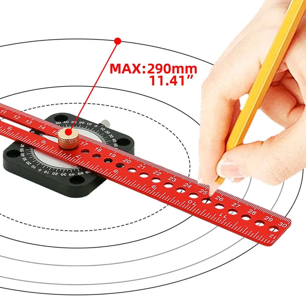 Règle d'angle et traceur en aluminium 360°