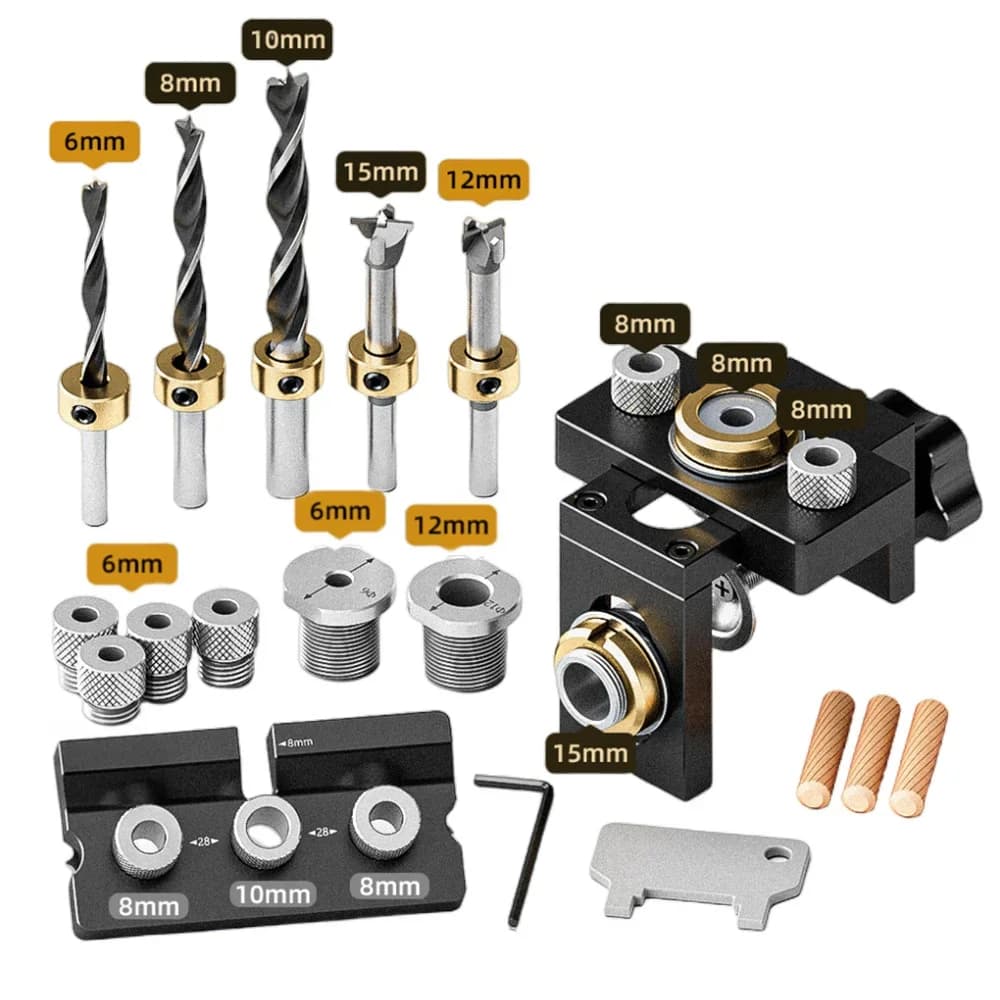 Kit gabarit 3-en-1 réglable pour tourillons et trous obliques