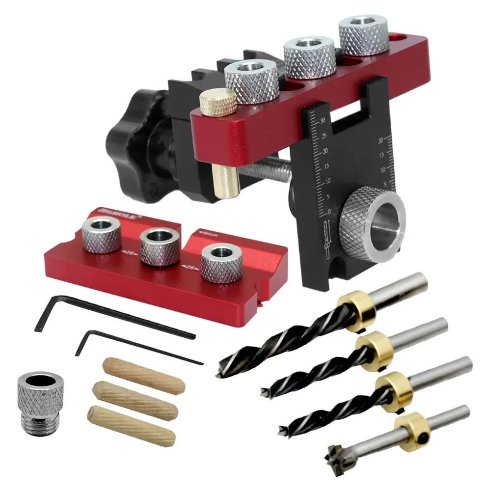 Kit gabarit 3-en-1 pour trous obliques et tourillons, réglable