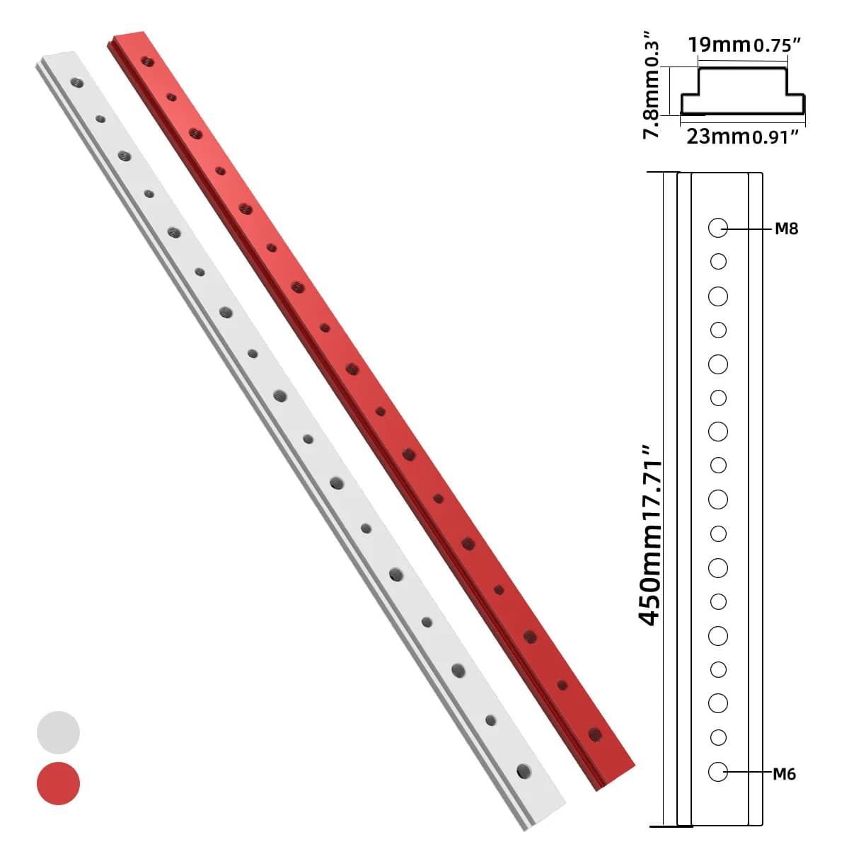 Coulisseau pour rail de coupe en aluminium avec vis
