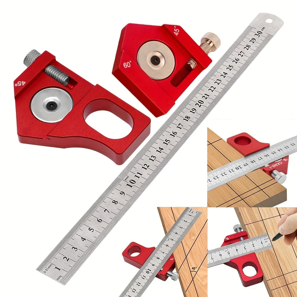 Équerre de menuisier combinée 0-300 mm avec graduations gravées