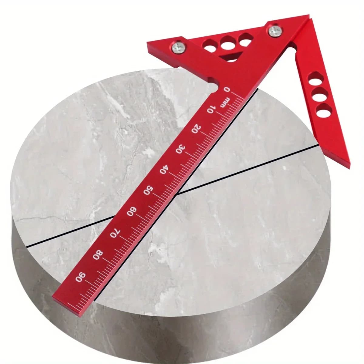 Traceur de centre pour menuiserie avec jauges 45/90°