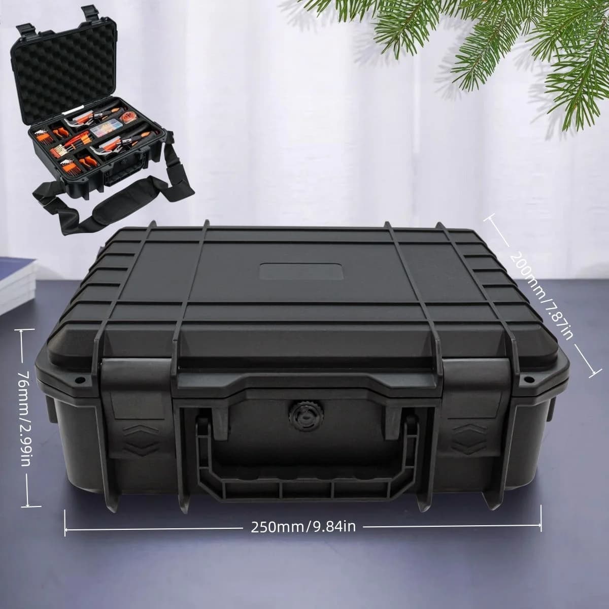 Boîte de rangement d'outils robuste en plastique dur étanche