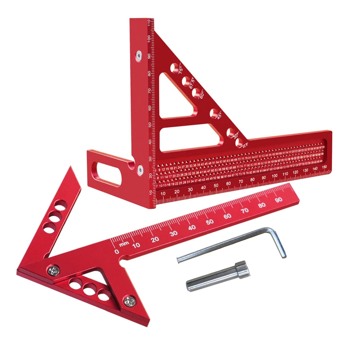 Lot de 2 règles triangulaires métriques pour le bois et pointe à tracer