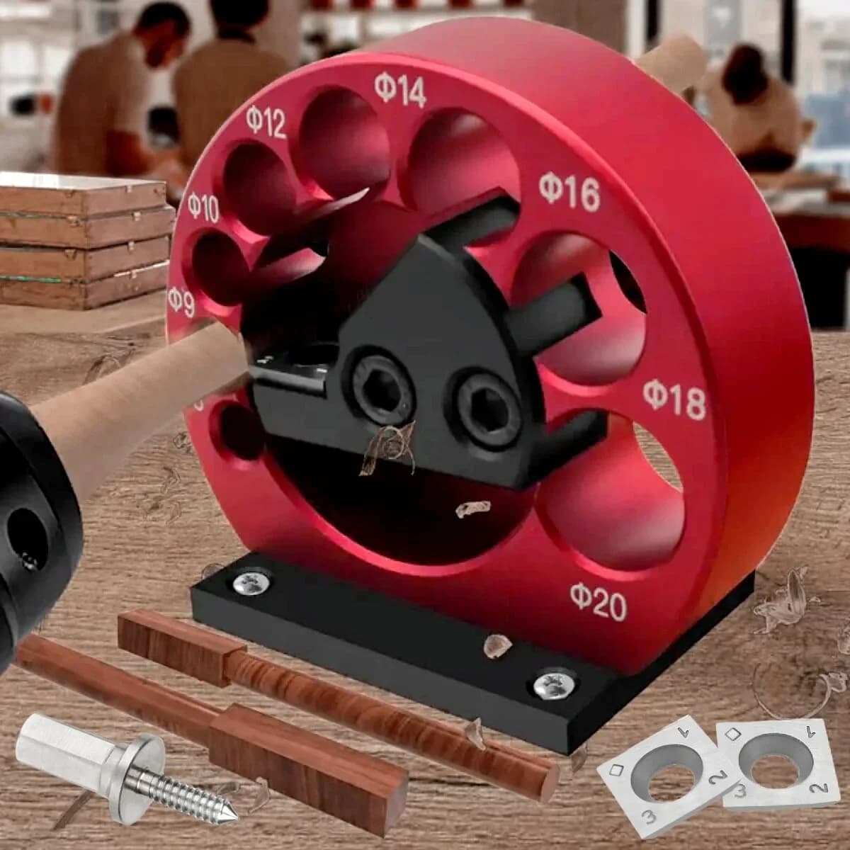 Kit gabarit pour tourillons à 8 trous, 8mm-20mm avec lames carbure