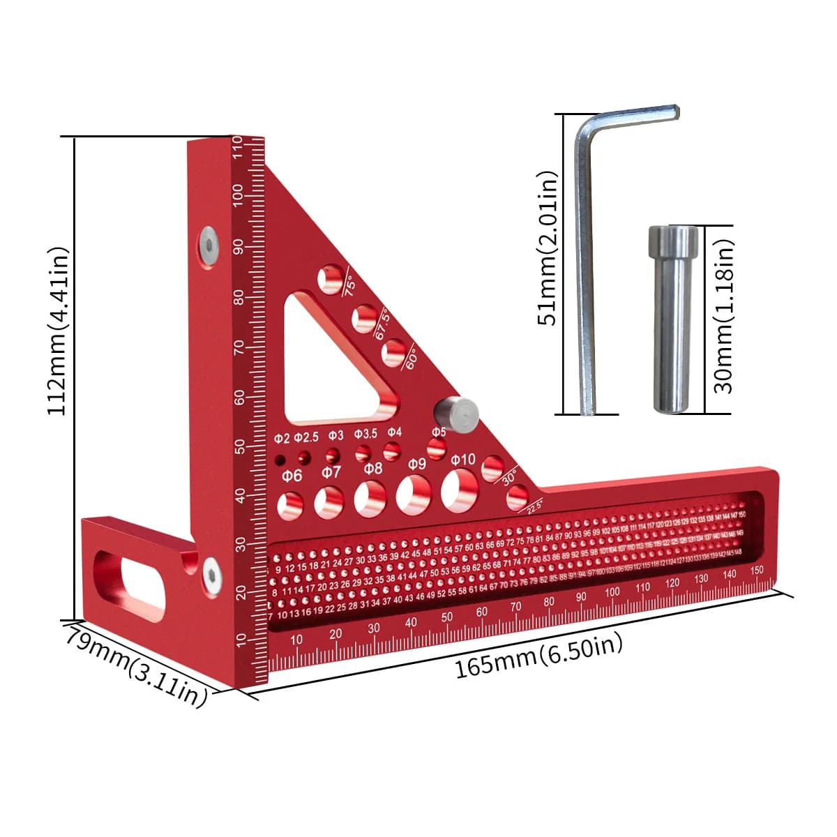 Règle de mesure multi-angle 3D extensible avec cheville