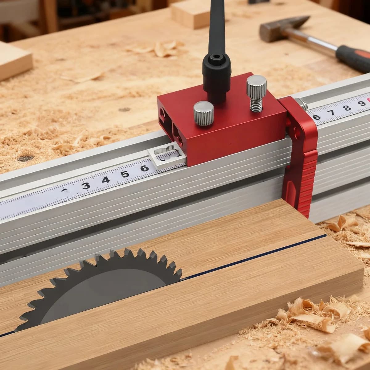 Butée réglable en aluminium pour rail T de guides d'onglet