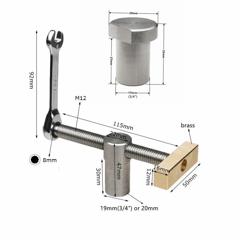 Pince de bureau réglable pour établi de 19/20mm