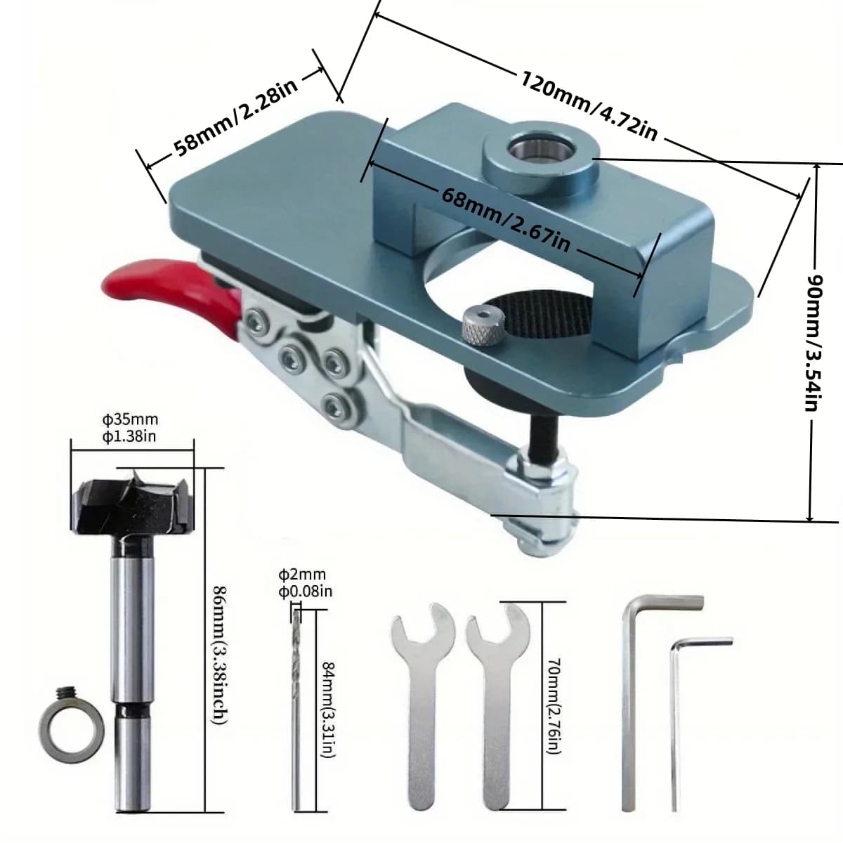 Kit de gabarit et guide de perçage pour charnières invisibles 35 mm