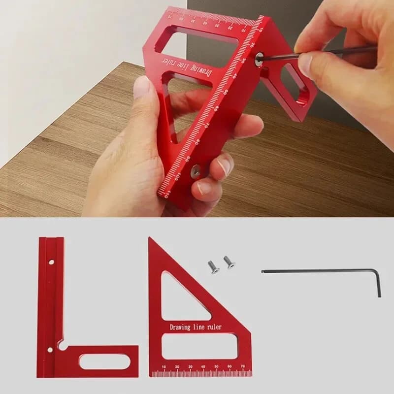 Règle triangle métrique pour coupe d'onglet en bois