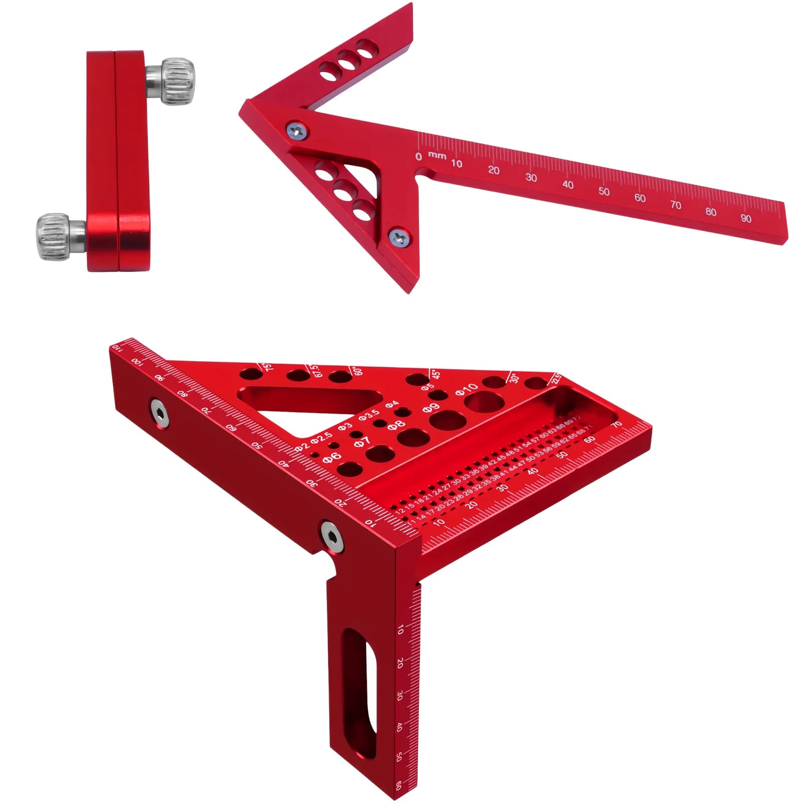 Jeu de 3 règles triangulaires et d'angles en aluminium