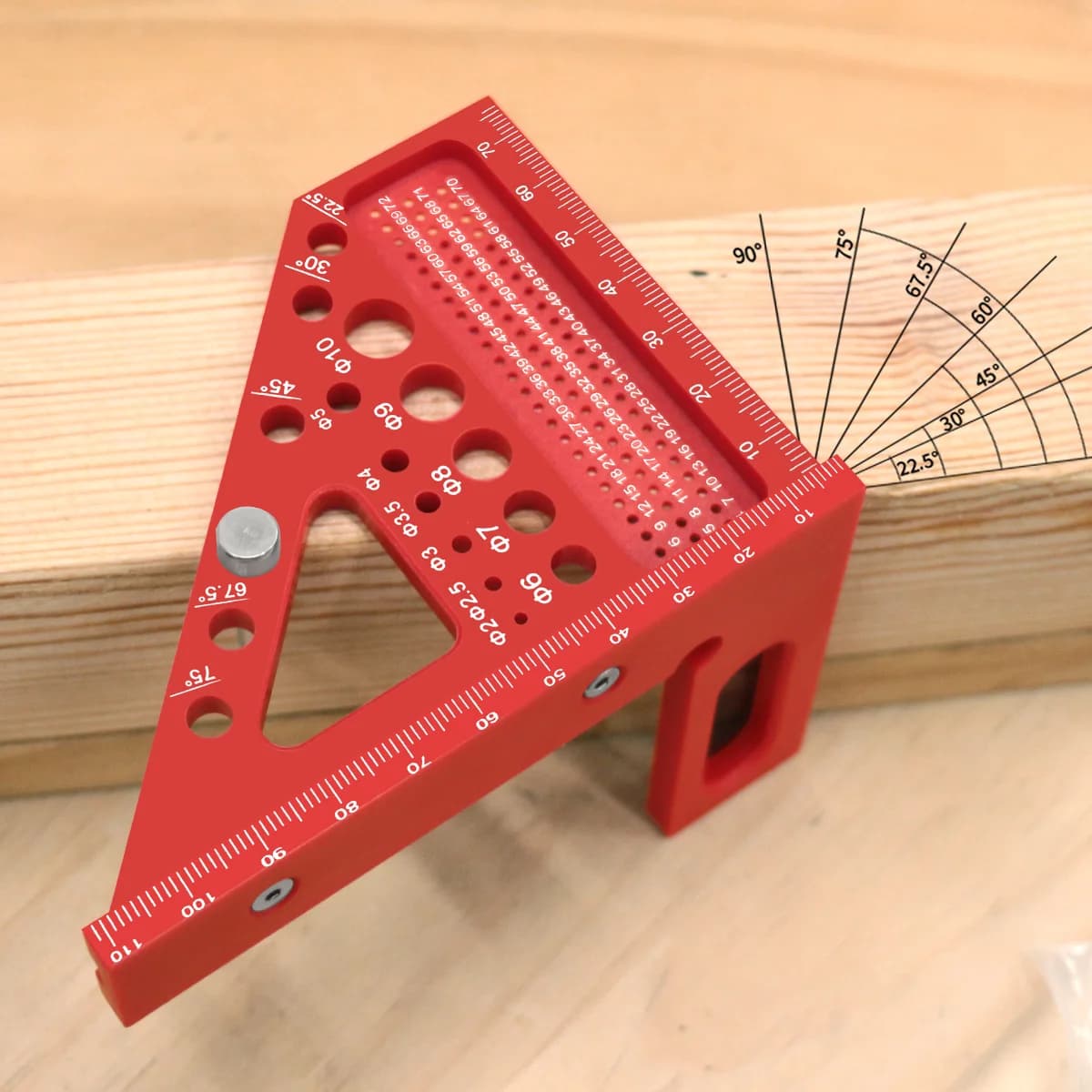 Règle de mesure plastique multi-angle 3D avec rapporteur