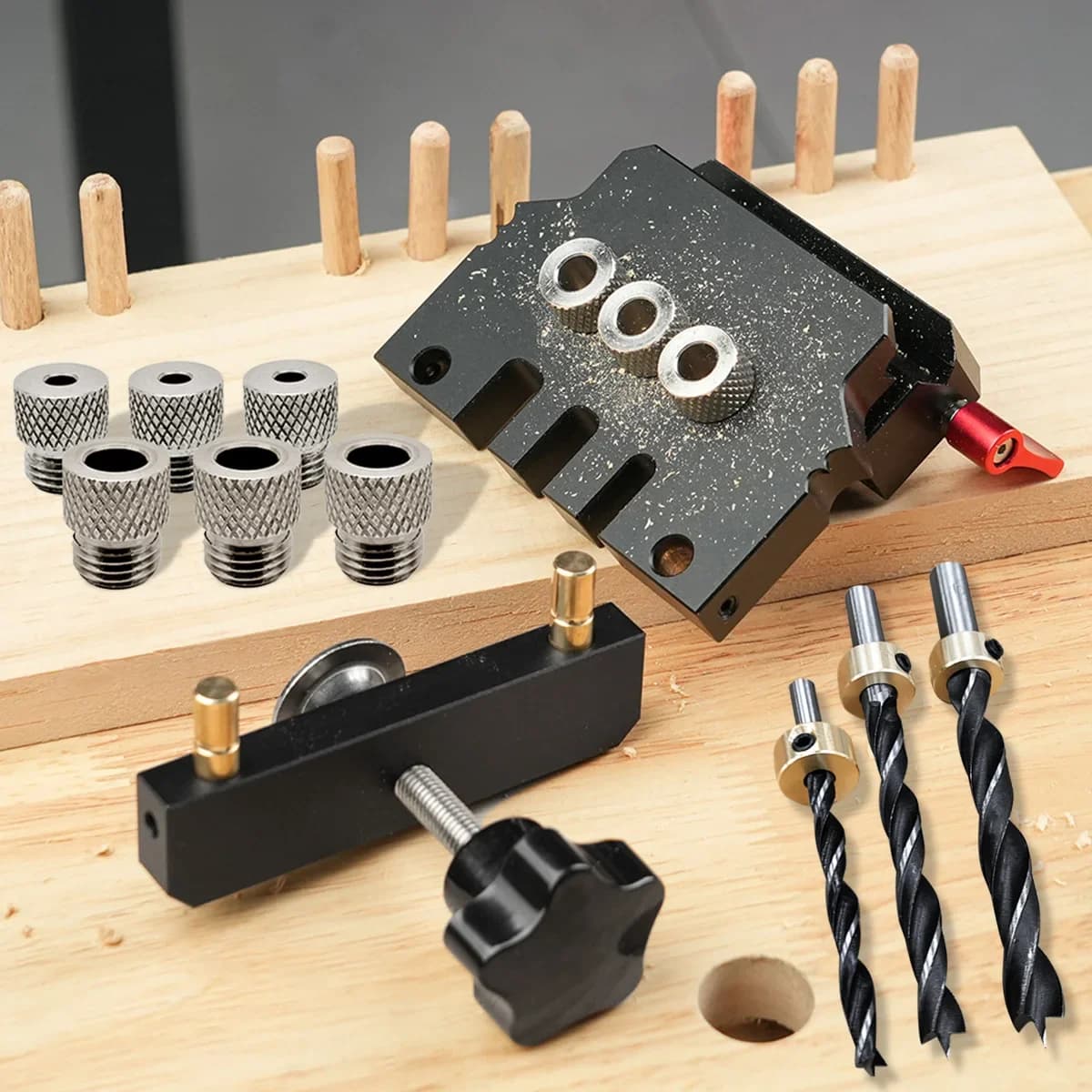 Kit de gabarit pour tourillons auto-centreur pour trous droits