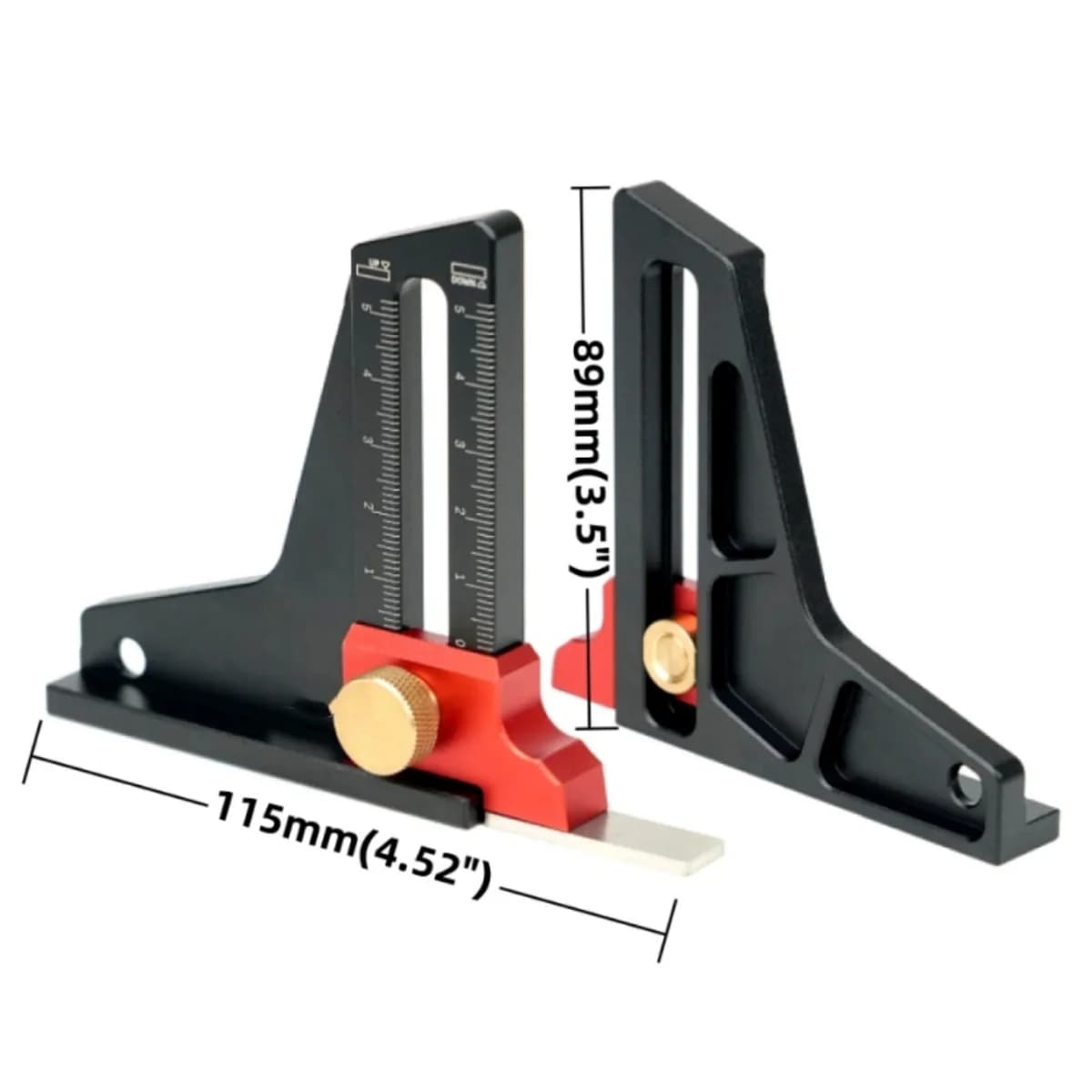 Jauge réglable en aluminium pour la hauteur et la profondeur